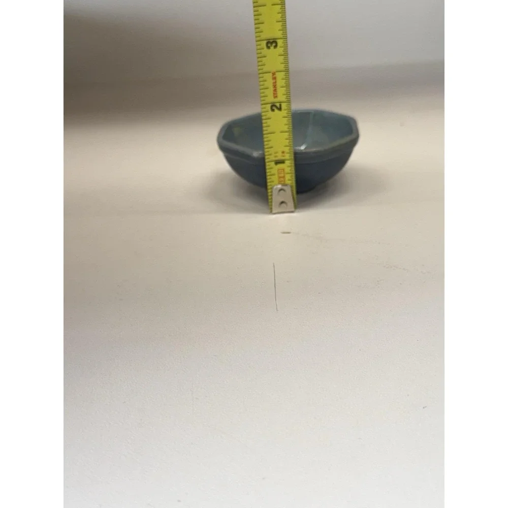 Vintage Blue Art Pottery Nesting Measuring Bowls Stoneware MCM Kitchen Set Of 4
